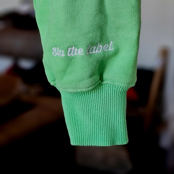 SLA The Label Green Cropped Hoodie - Picture 3 of 7